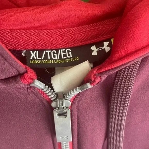 Mens XL Under Armor‎ Hoodie Red Extra Large Full Zipper Zip Up EUC - Picture 3 of 4